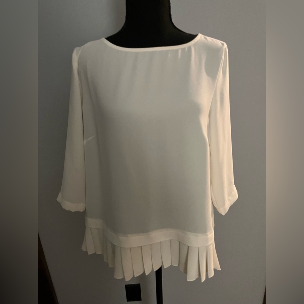J. Jill Classic Crepe Pleated Hem Size SP Pullover 3/4 Sleeve Tunic Blouse